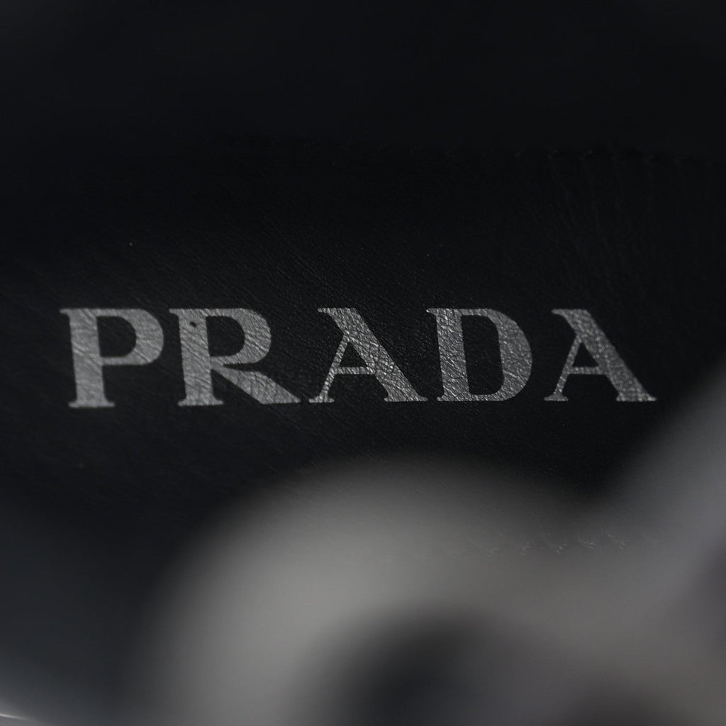 Prada Re-Nylon Gabardine Metal Triangle Logo Monolith Pouch Pocket 55mm Boots 39 Black