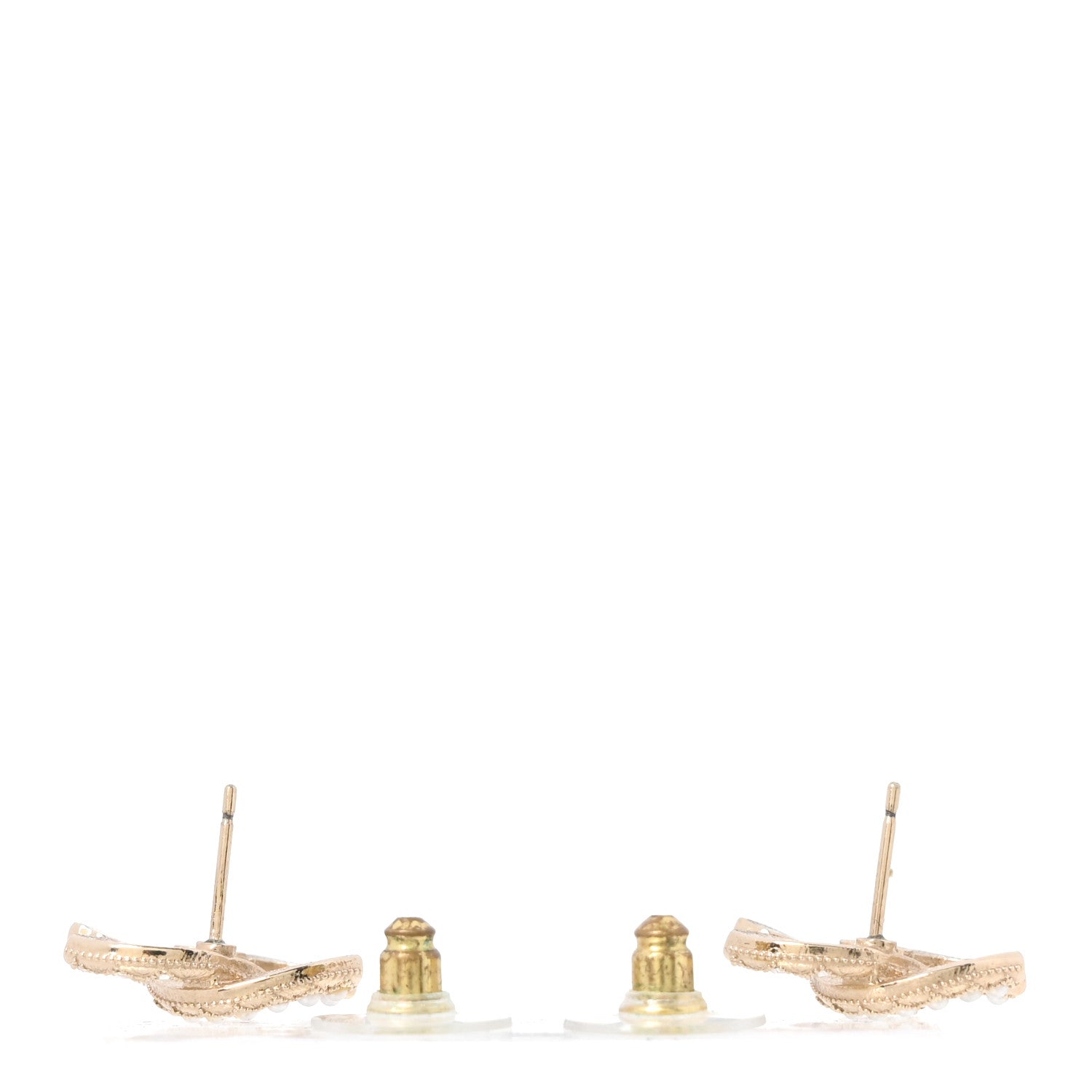 Pearl Crystal CC Earrings Gold