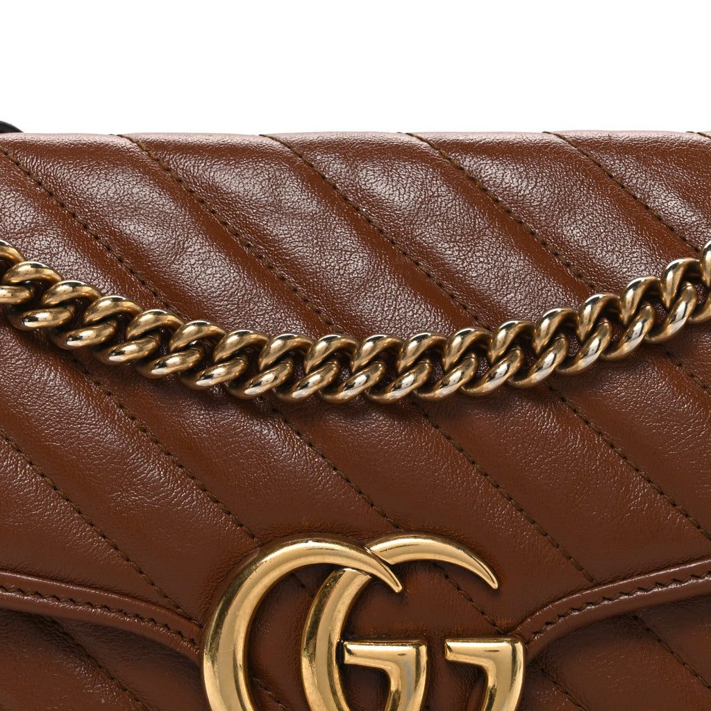 Gucci Azalea Calfskin Matelasse Diagonal Small GG Marmont Shoulder Bag Cuir