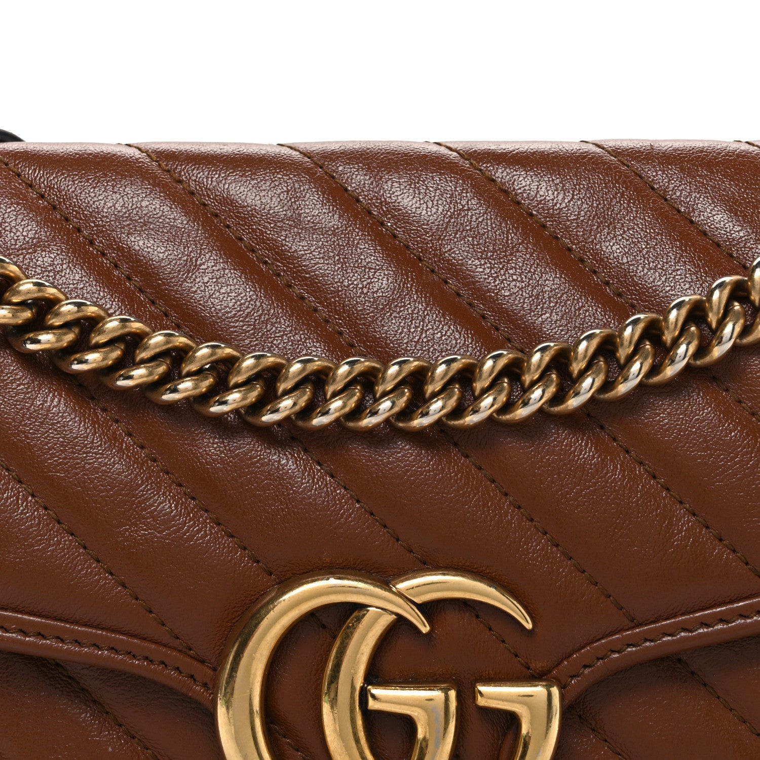Gucci Azalea Calfskin Matelasse Diagonal Small GG Marmont Shoulder Bag Cuir