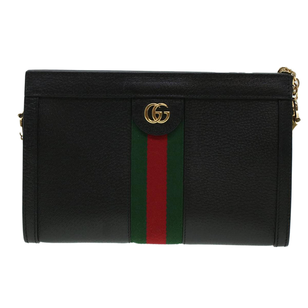 GUCCI Ophdia GG Chain Web Sherry Line Shoulder Bag Black Red 503877  44699A