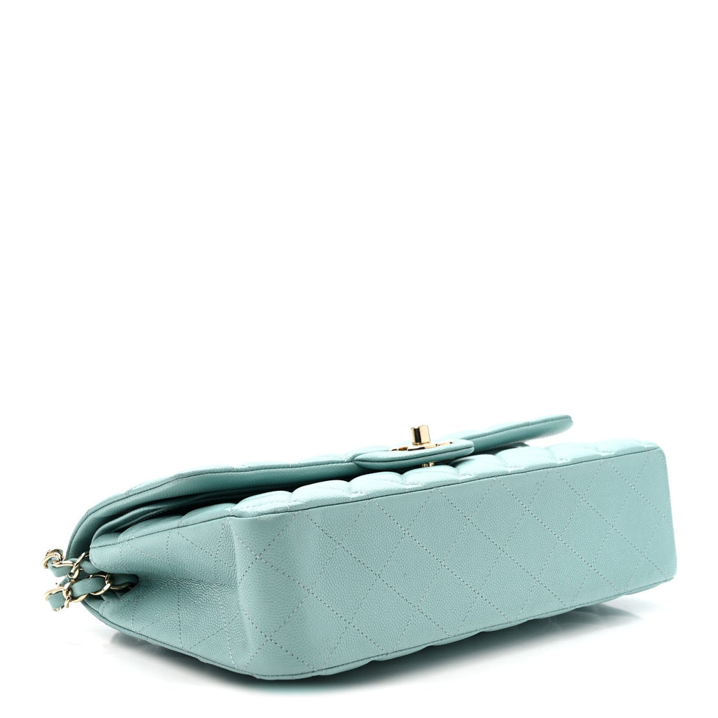 Chanel Caviar Quilted Medium Double Flap Light Blue