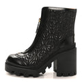 Gucci Calfskin Nappa Rhombus Quilted Trip Ankle Boots 36.5 Black