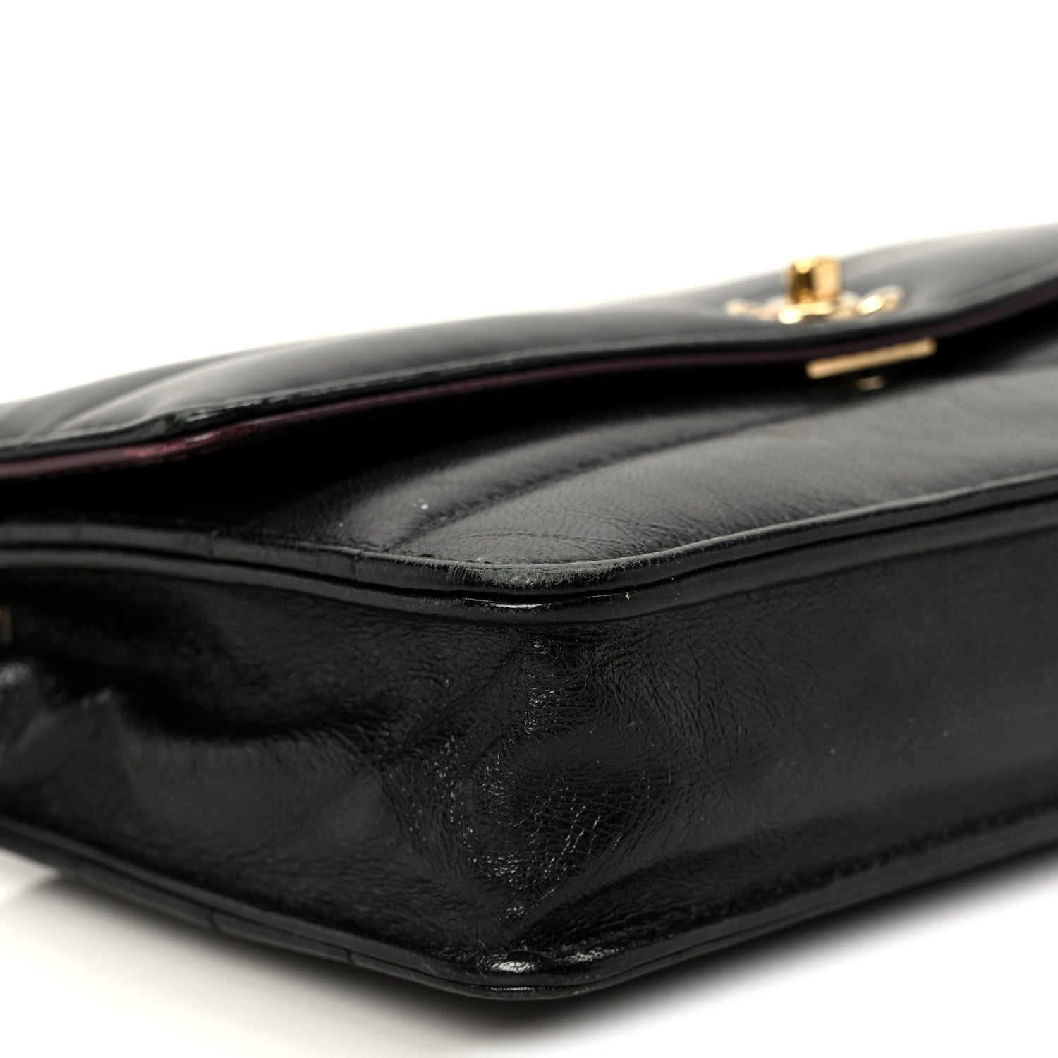 Chanel Lambskin Chevron Quilted Wallet On Chain WOC Black