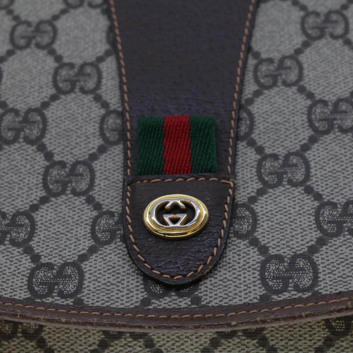 GUCCI GG Canvas Web Sherry Line Clutch Bag Beige Red Green 156.01.030  44751