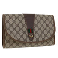 GUCCI GG Canvas Web Sherry Line Clutch Bag Beige Red Green 156.01.030  44751