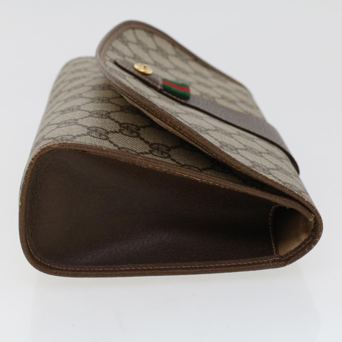 GUCCI GG Canvas Web Sherry Line Clutch Bag Beige Red Green 156.01.030  44751