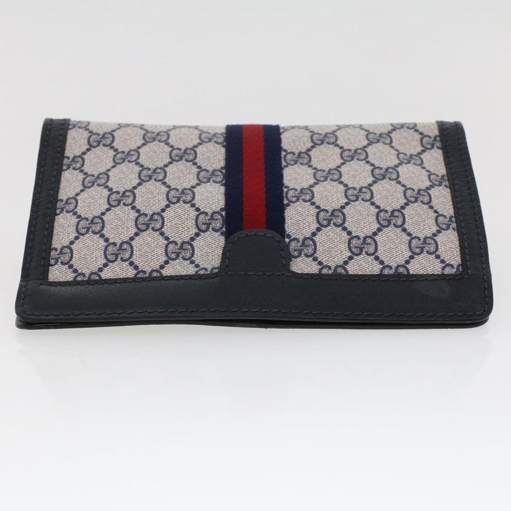 GUCCI GG Canvas Sherry Line Clutch Bag Gray Red Navy 64.014.2125.23  44752