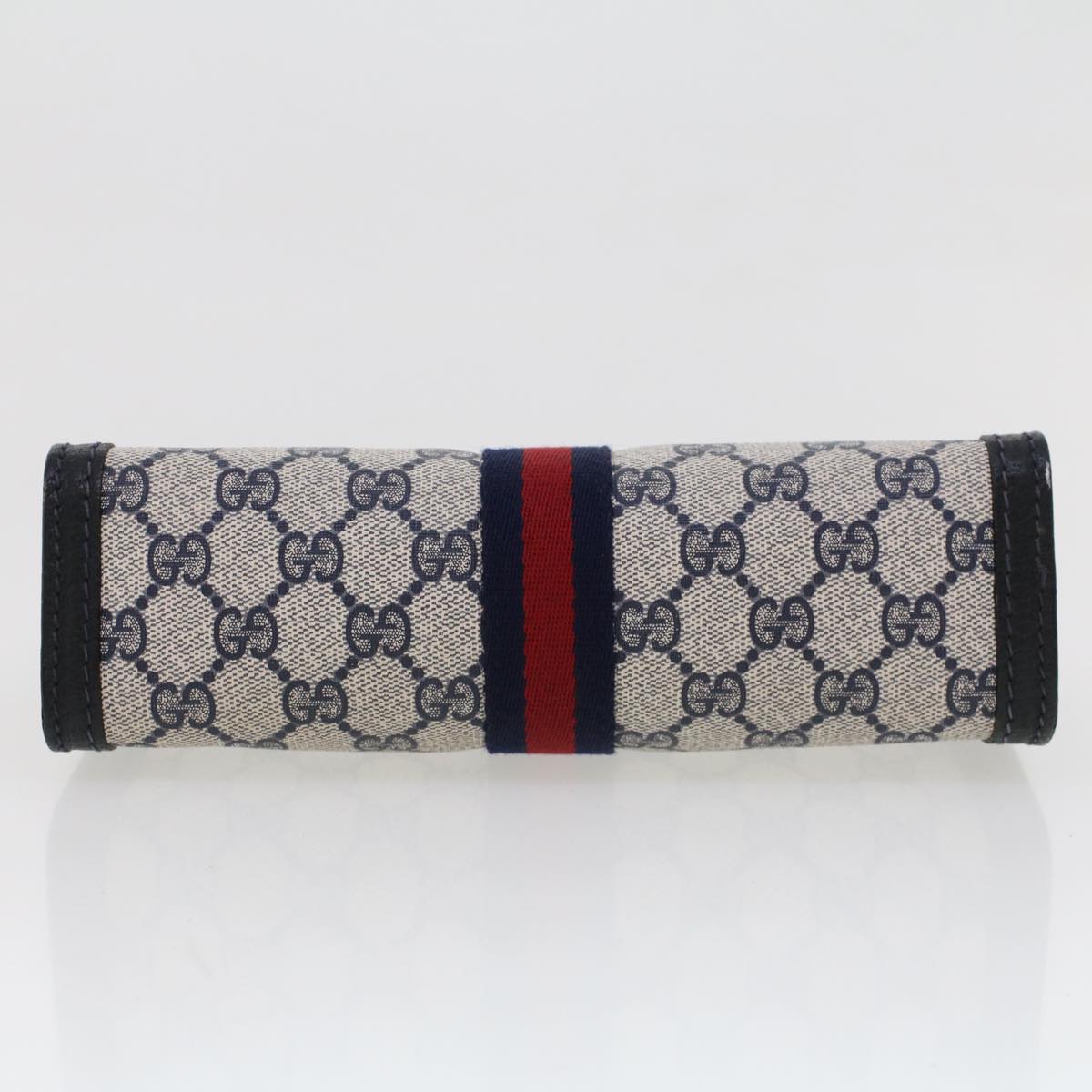 GUCCI GG Canvas Sherry Line Clutch Bag Gray Red Navy 64.014.2125.23  44752