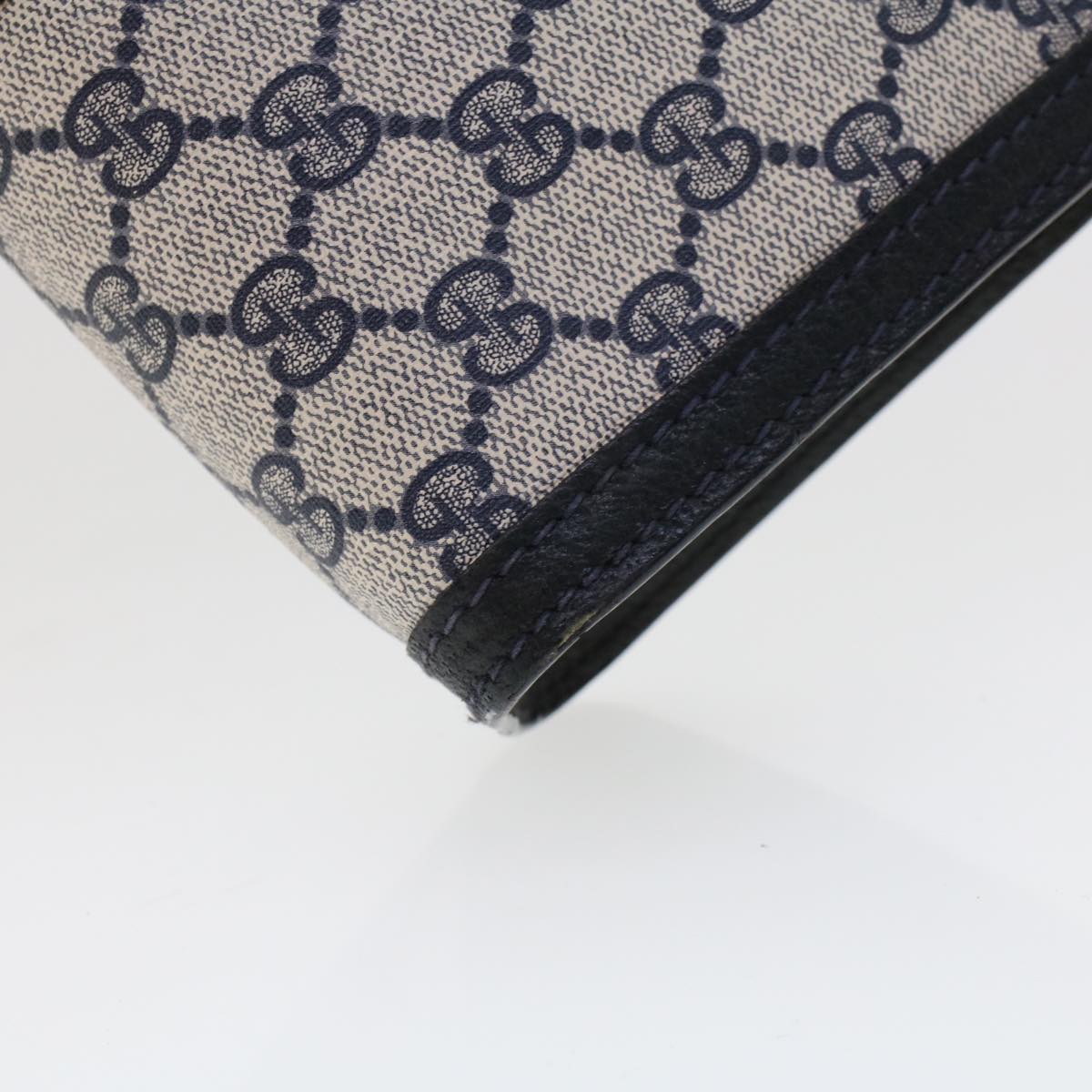 GUCCI GG Canvas Sherry Line Clutch Bag Gray Red Navy 64.014.2125.23  44752