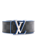 Louis Vuitton Damier Graphite Calfskin 40mm LV Initiales Reversible Belt 95 38 Blue