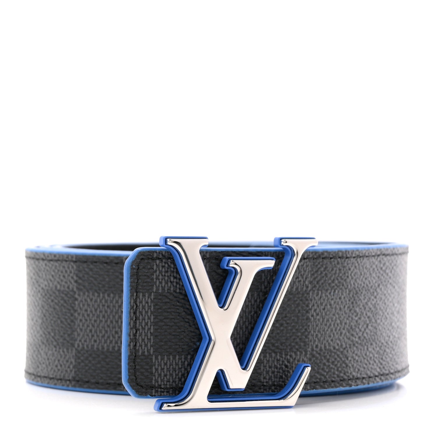 Louis Vuitton Damier Graphite Calfskin 40mm LV Initiales Reversible Belt 95 38 Blue