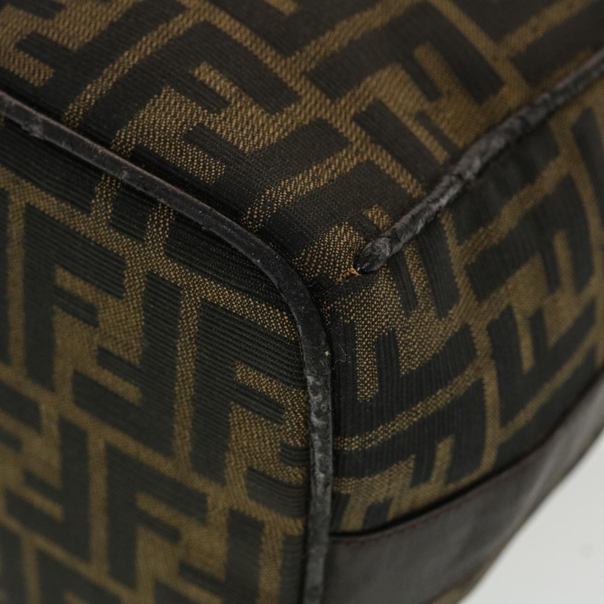 FENDI Zucca Canvas Hand Bag Black Brown  44805