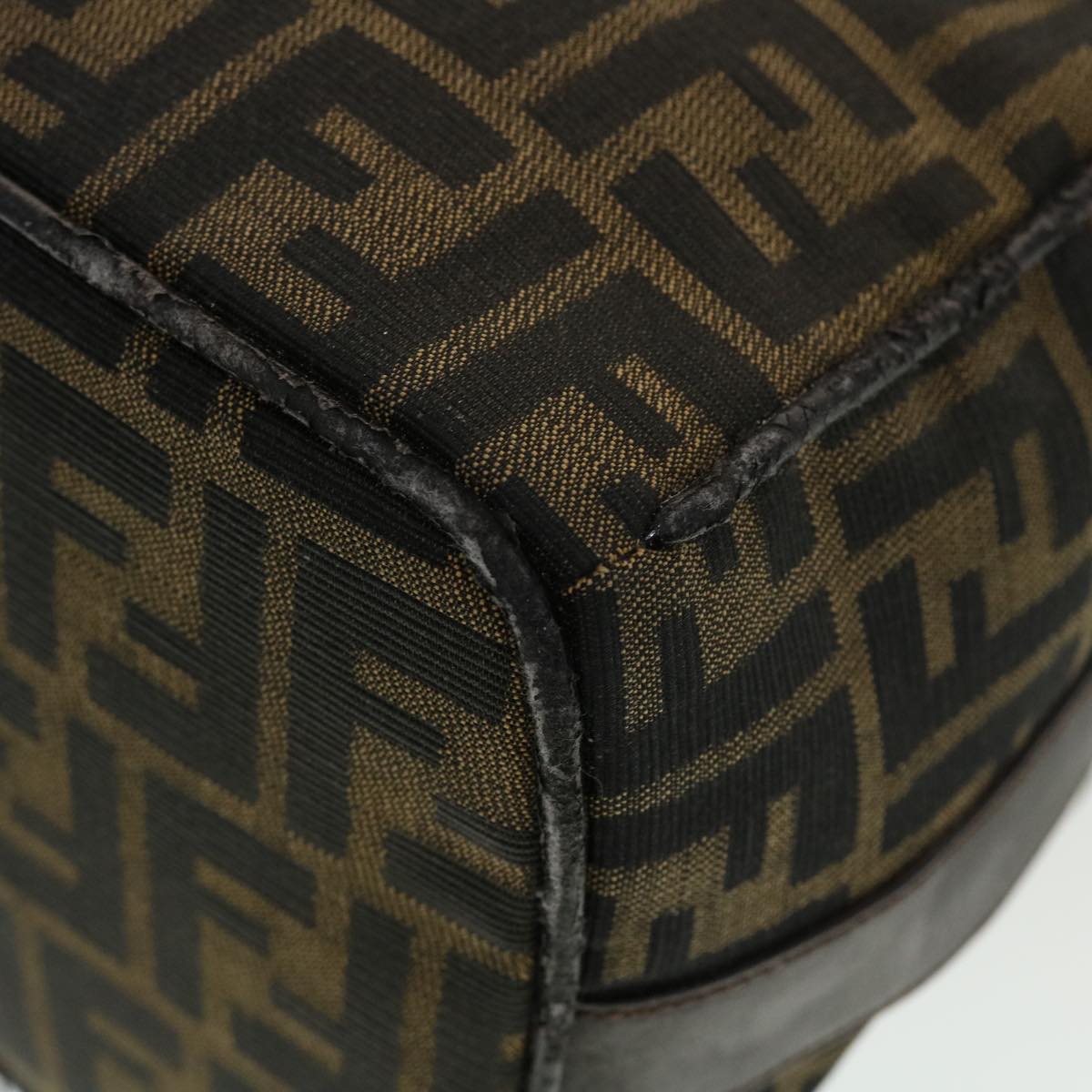 FENDI Zucca Canvas Hand Bag Black Brown  44805