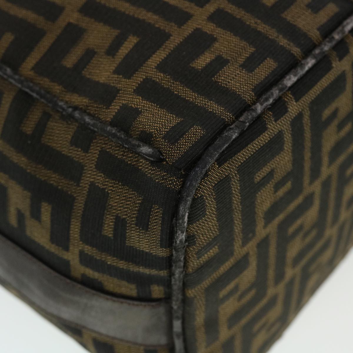 FENDI Zucca Canvas Hand Bag Black Brown  44805