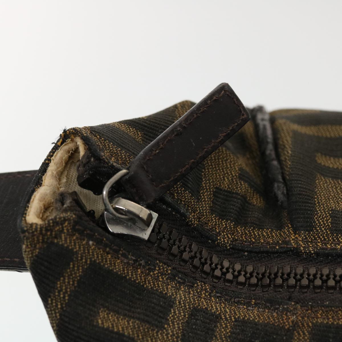 FENDI Zucca Canvas Hand Bag Black Brown  44805