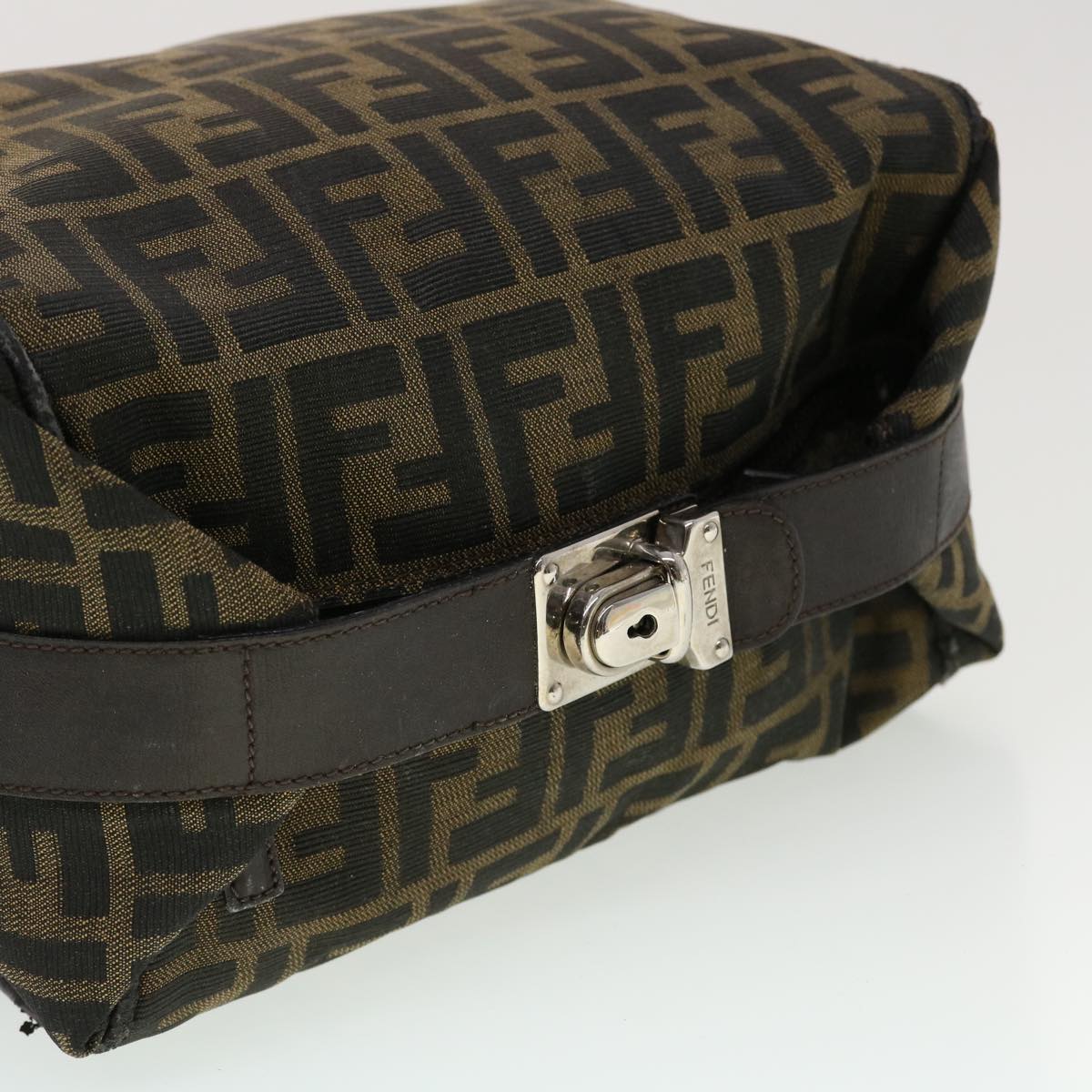 FENDI Zucca Canvas Hand Bag Black Brown  44805