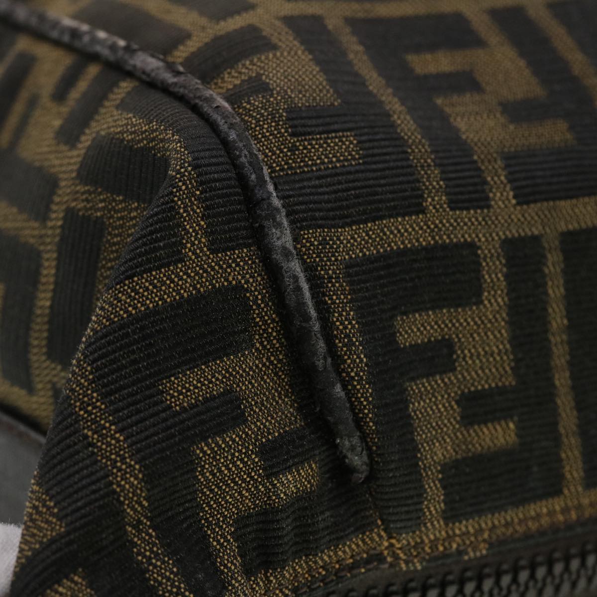 FENDI Zucca Canvas Hand Bag Black Brown  44805