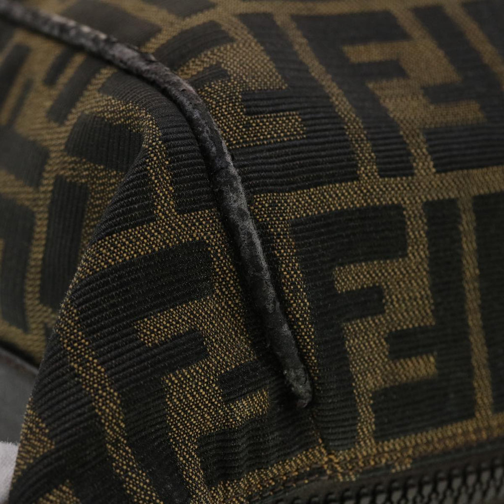 FENDI Zucca Canvas Hand Bag Black Brown Auth 44805