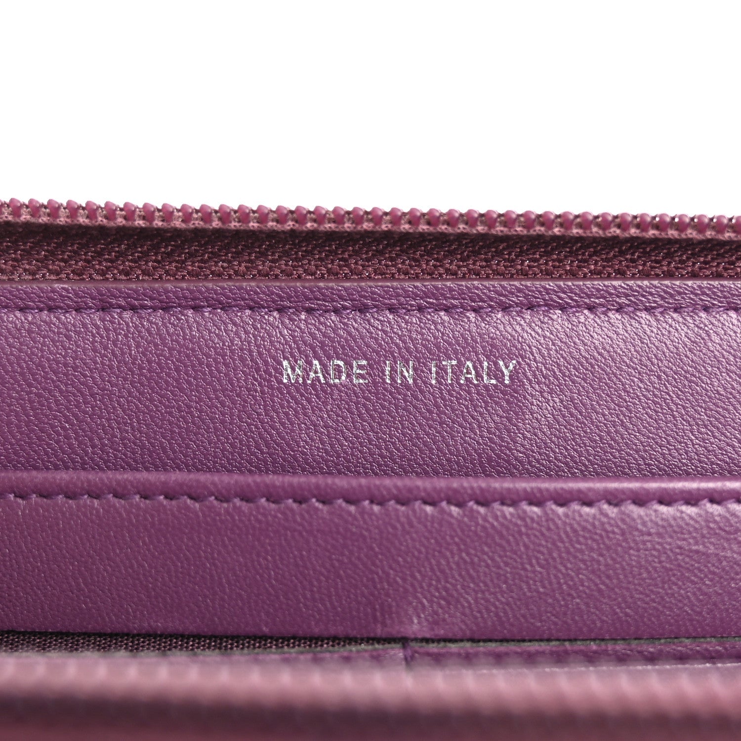 Lambskin Quilted Boy Zip Around Wallet Purple