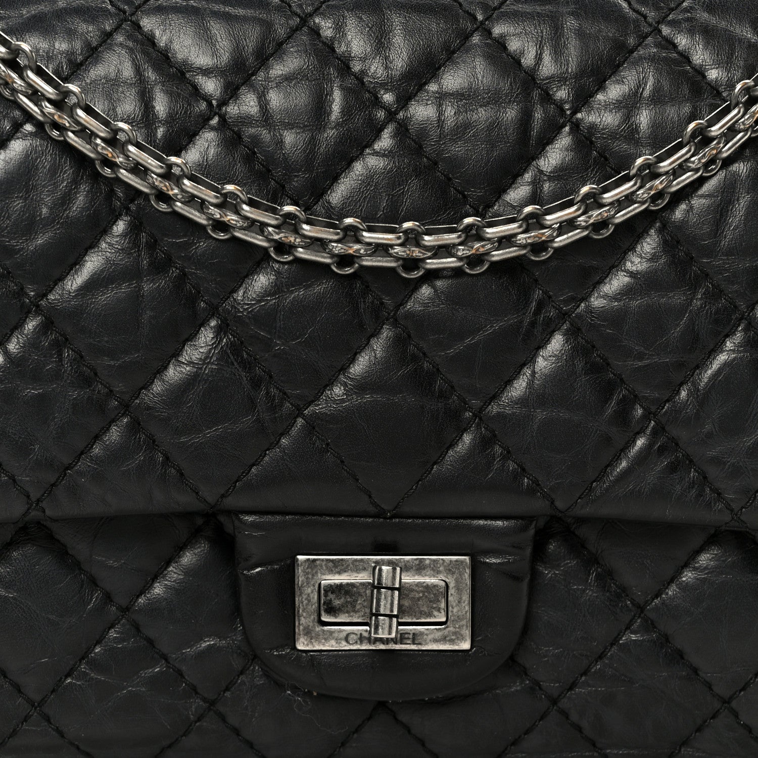 Chanel Aged Calfskin Quilted 2.55 Reissue 225 Flap Black
