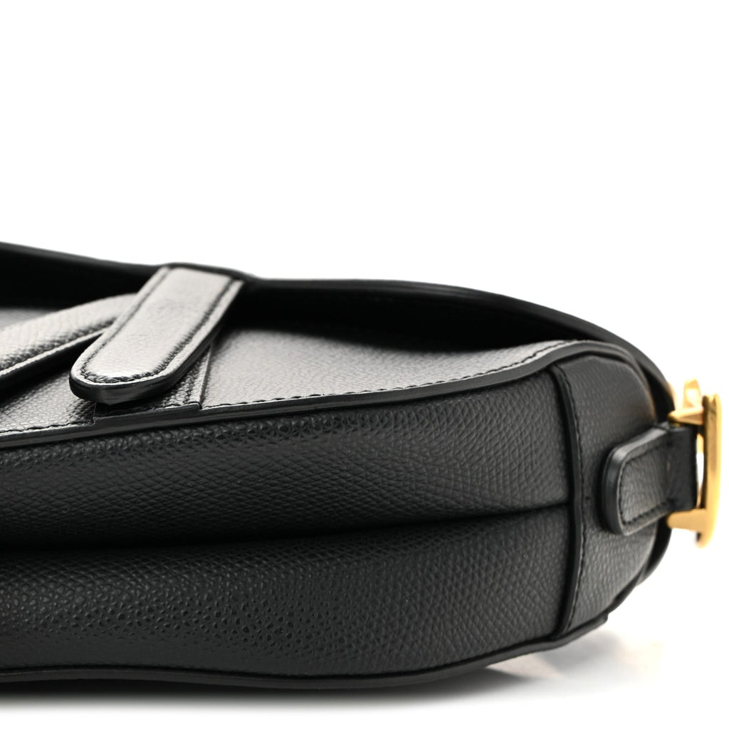 Christian Dior Grained Calfskin Mini Saddle Bag Black