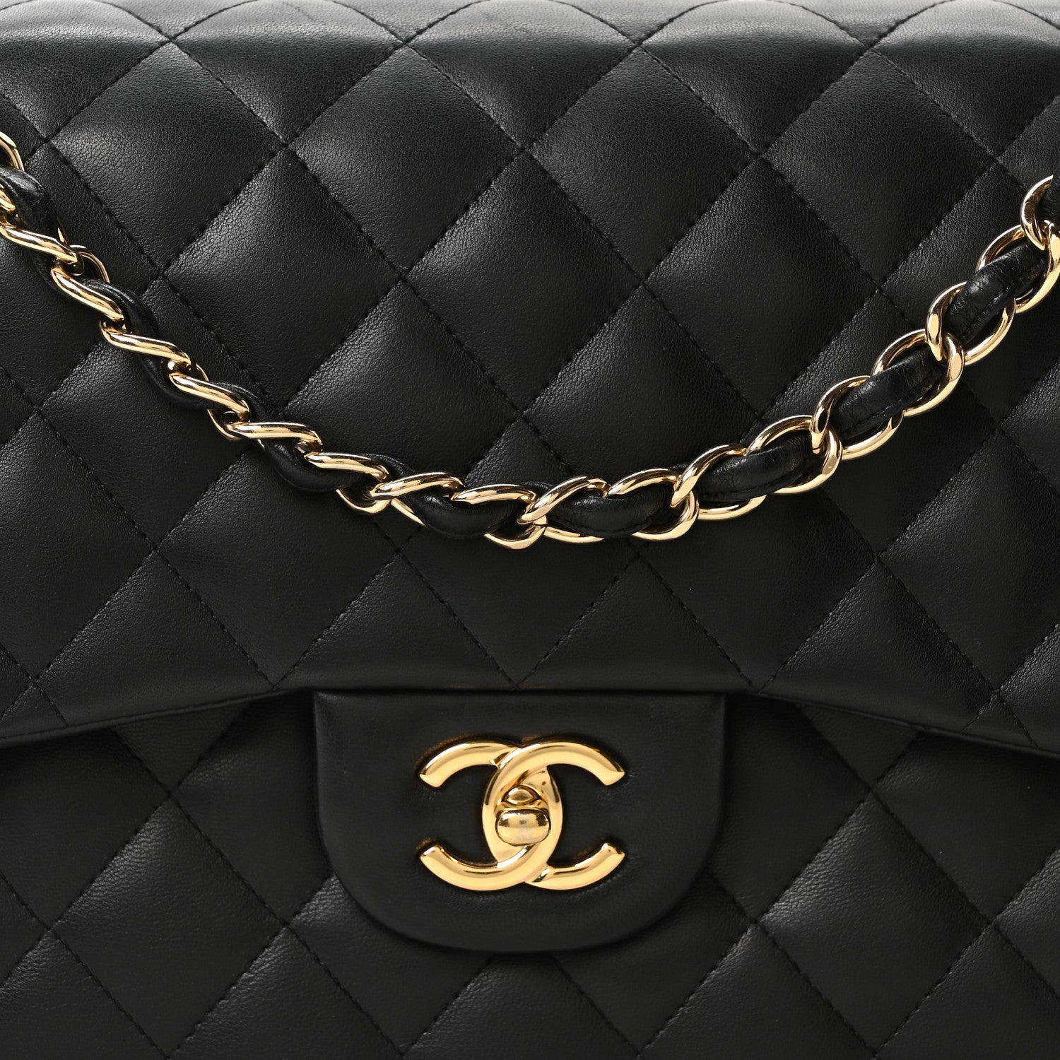 Chanel Lambskin Quilted Jumbo Double Flap Black