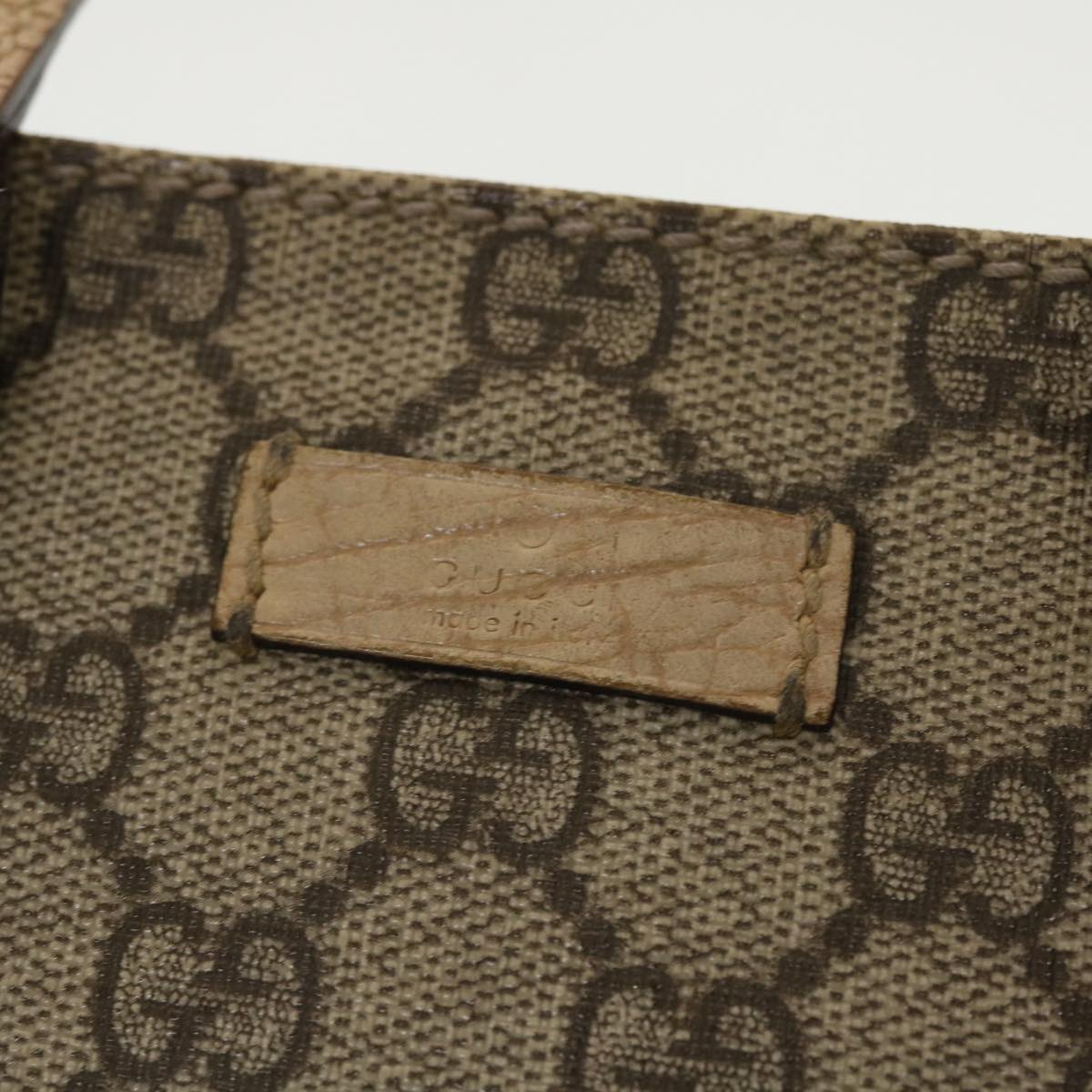 GUCCI GG Canvas Hand Bag PVC Leather Beige  44975