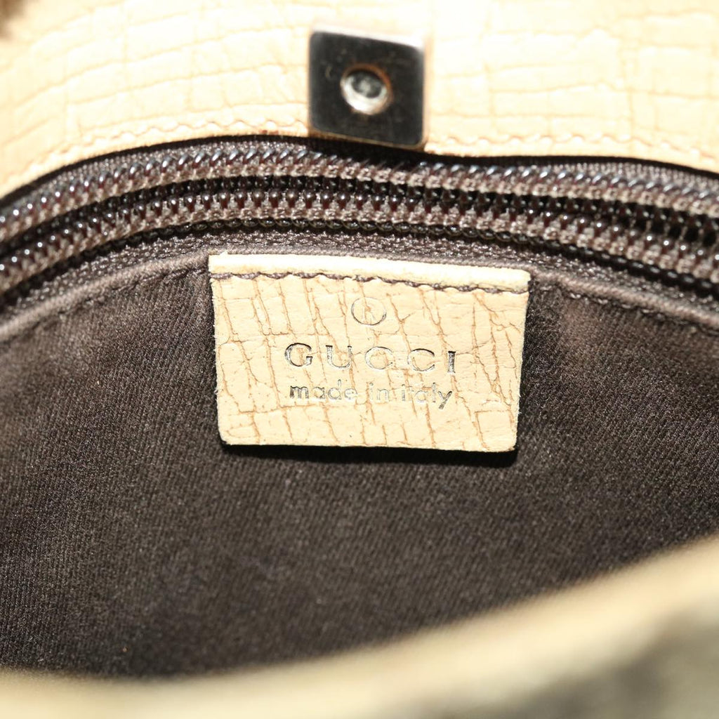GUCCI GG Canvas Hand Bag PVC Leather Beige  44975