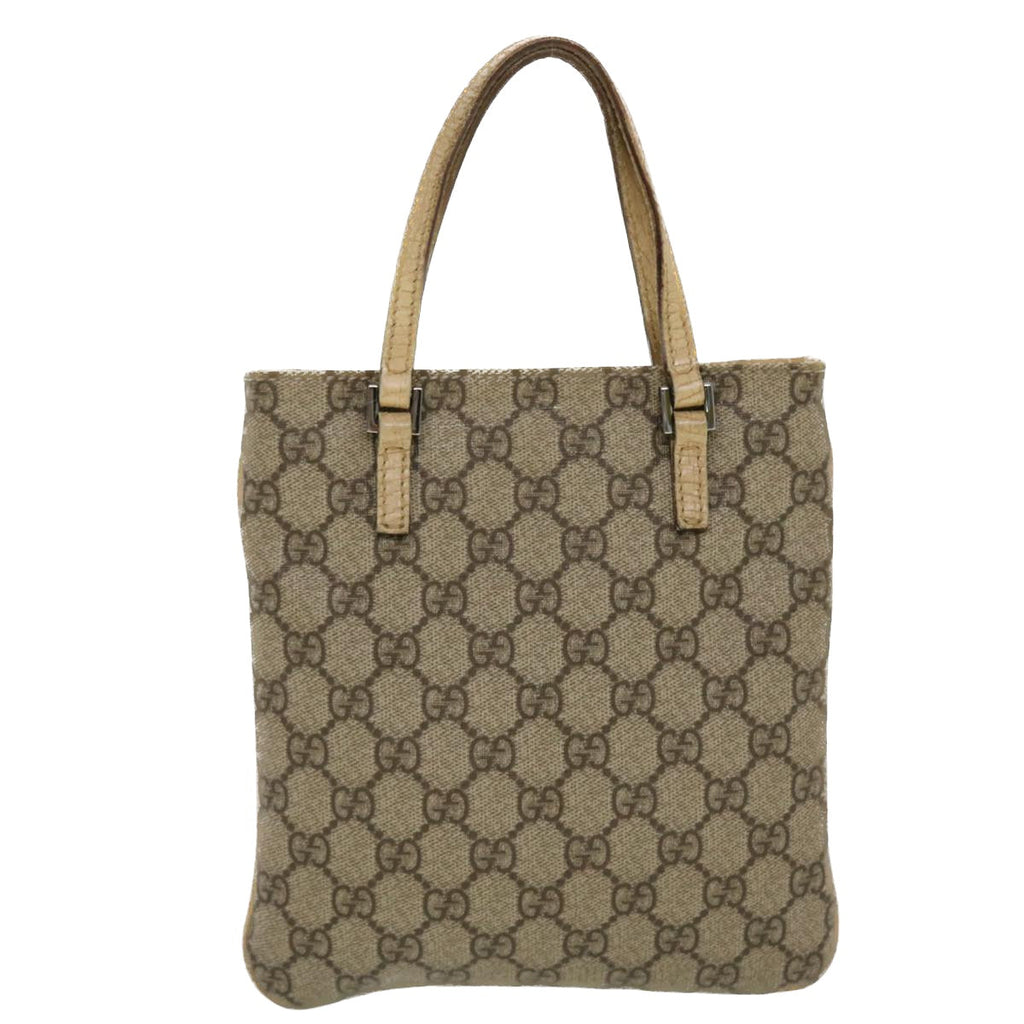 GUCCI GG Canvas Hand Bag PVC Leather Beige  44975