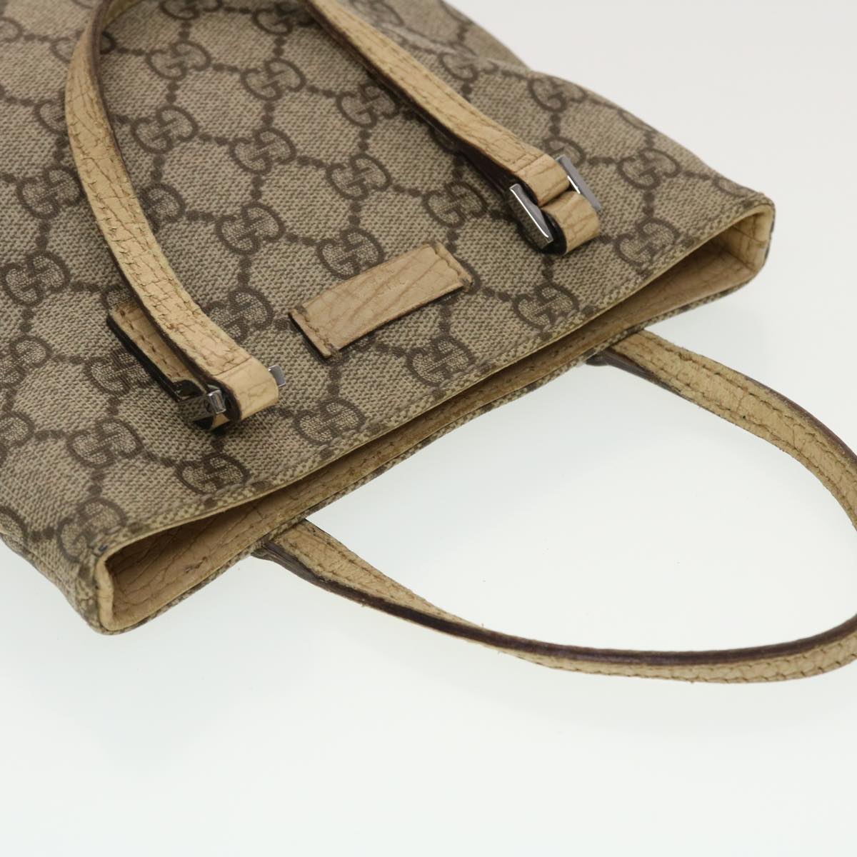 GUCCI GG Canvas Hand Bag PVC Leather Beige  44975