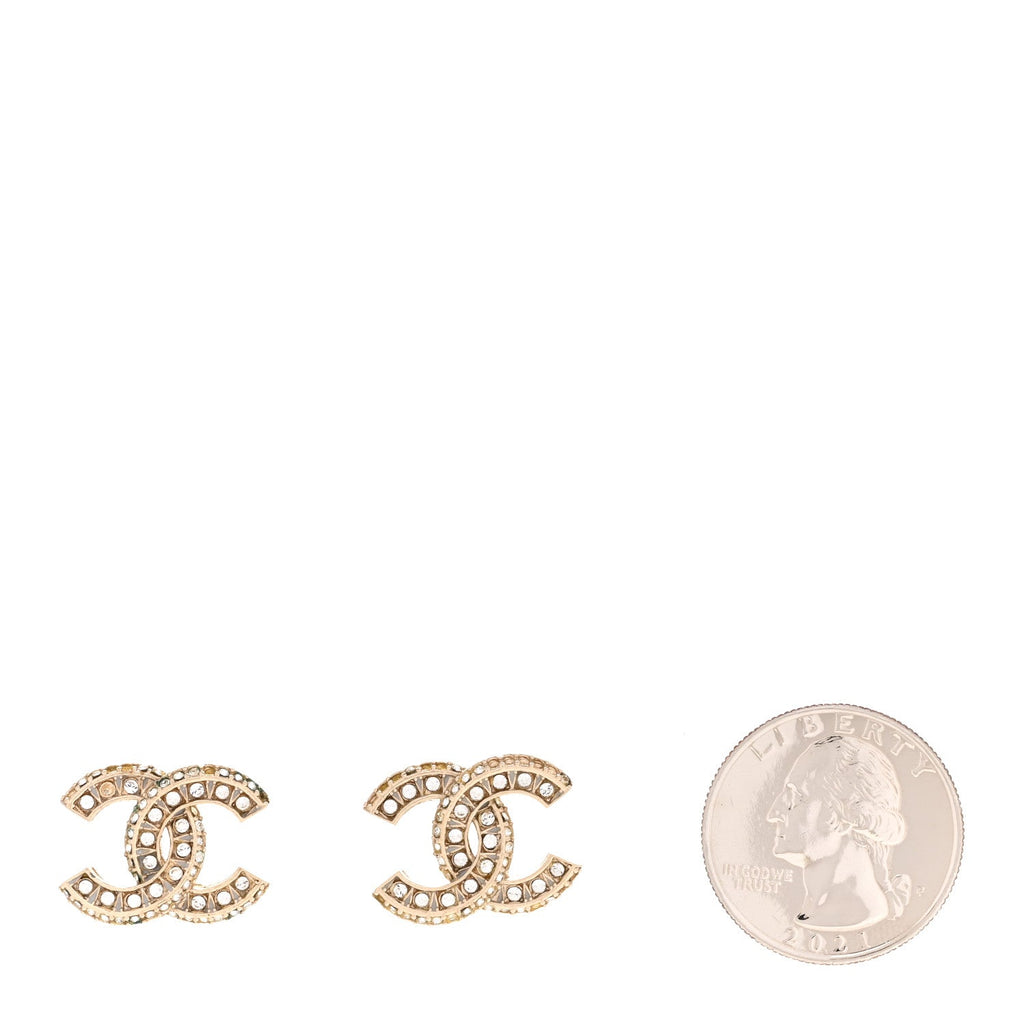 Crystal Timeless CC Earrings Light Gold