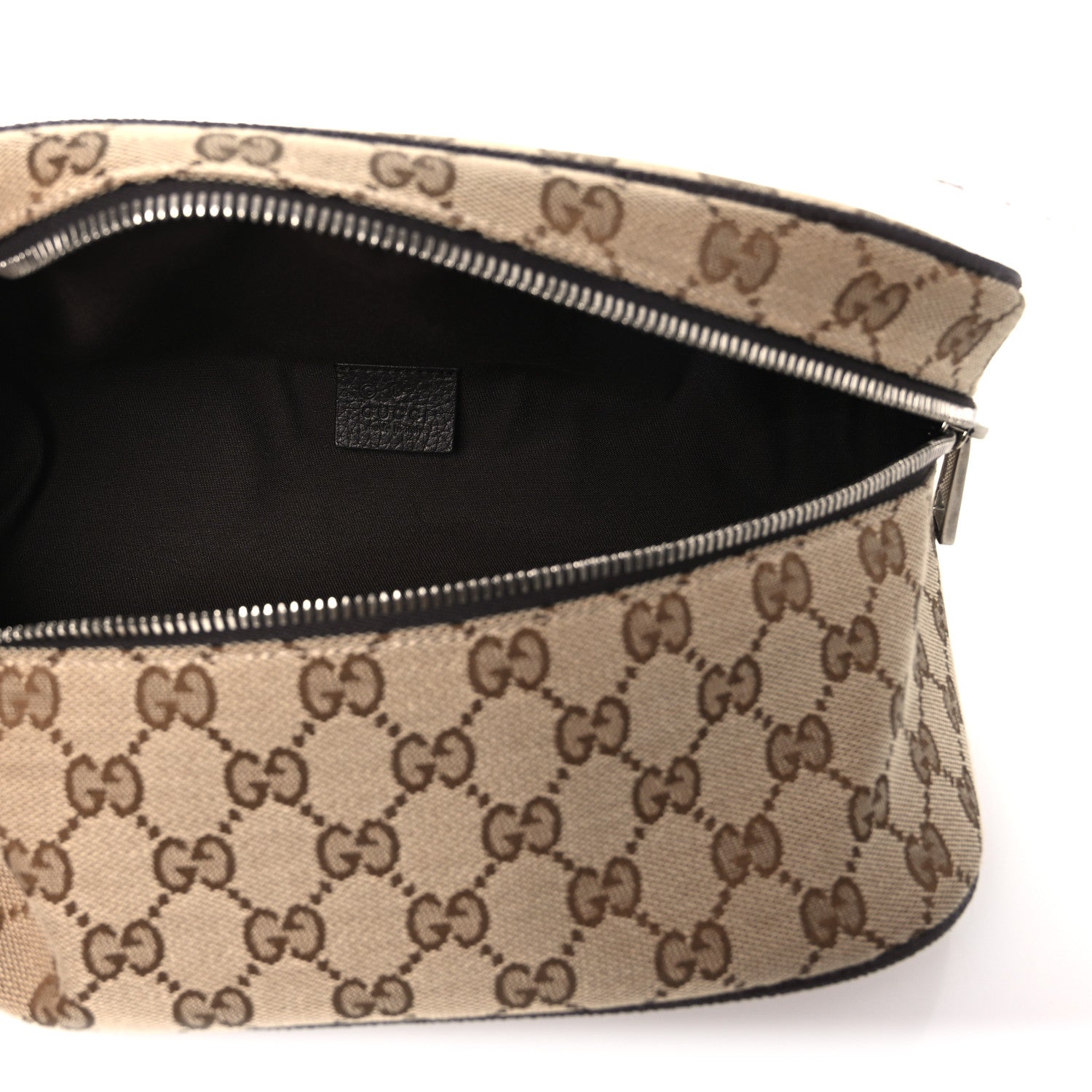 Gucci Monogram Dollar Calfskin Waist Pouch Beige Ebony Testa di Moro Marrone Scuro