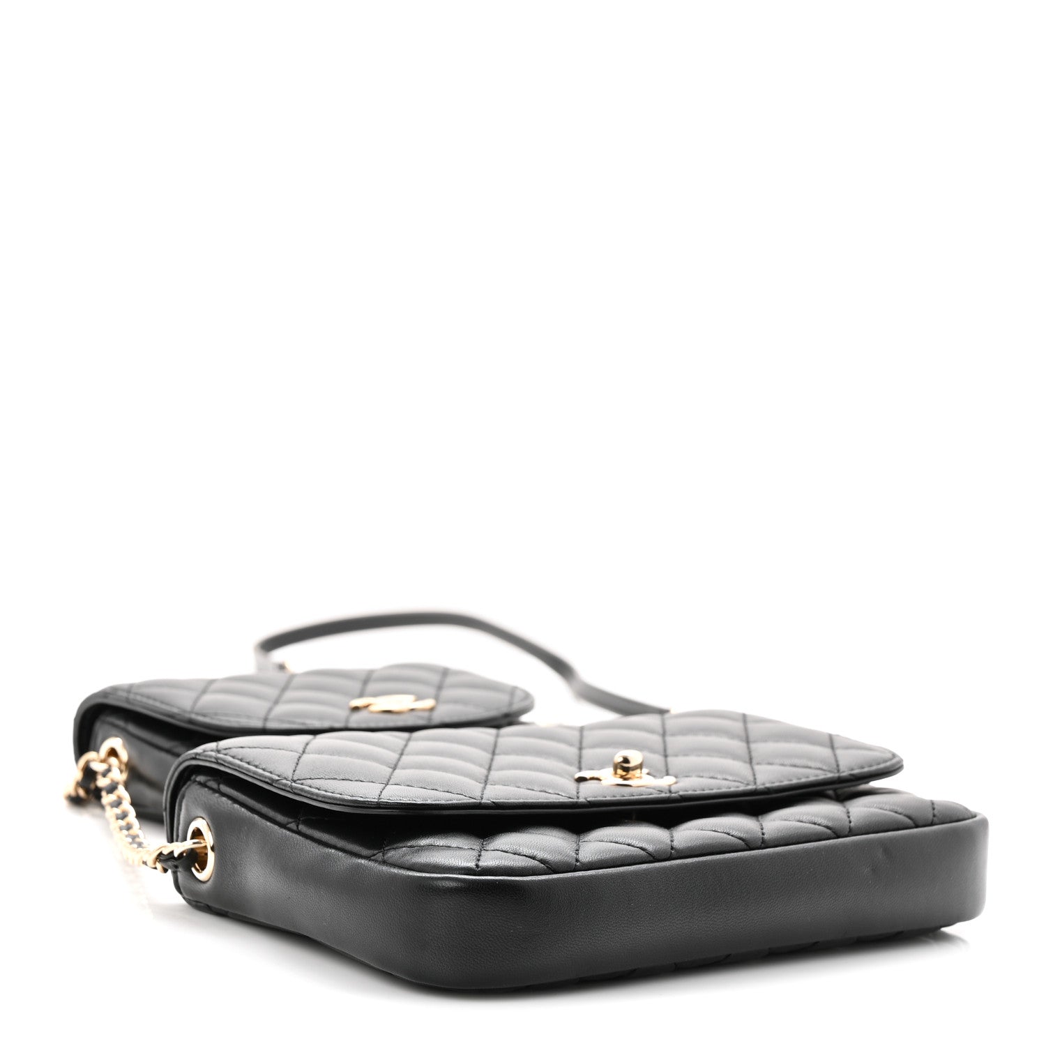 Chanel Lambskin Quilted Side Packs Black