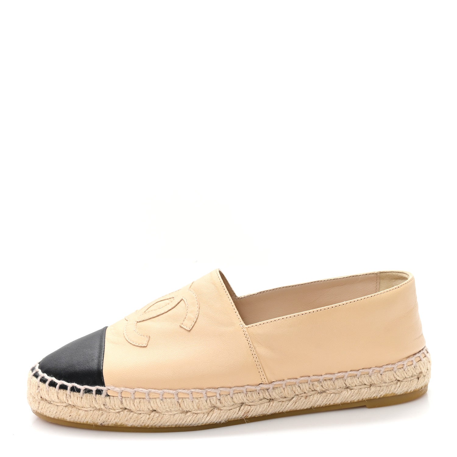 Lambskin CC Espadrilles 37 Beige Black