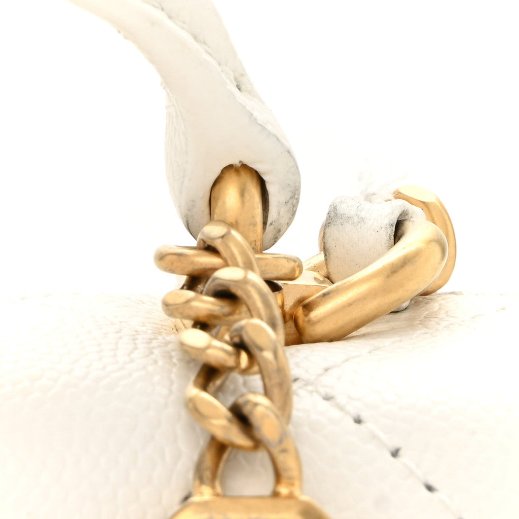 Chanel Caviar Quilted Mini Top Handle Flap White