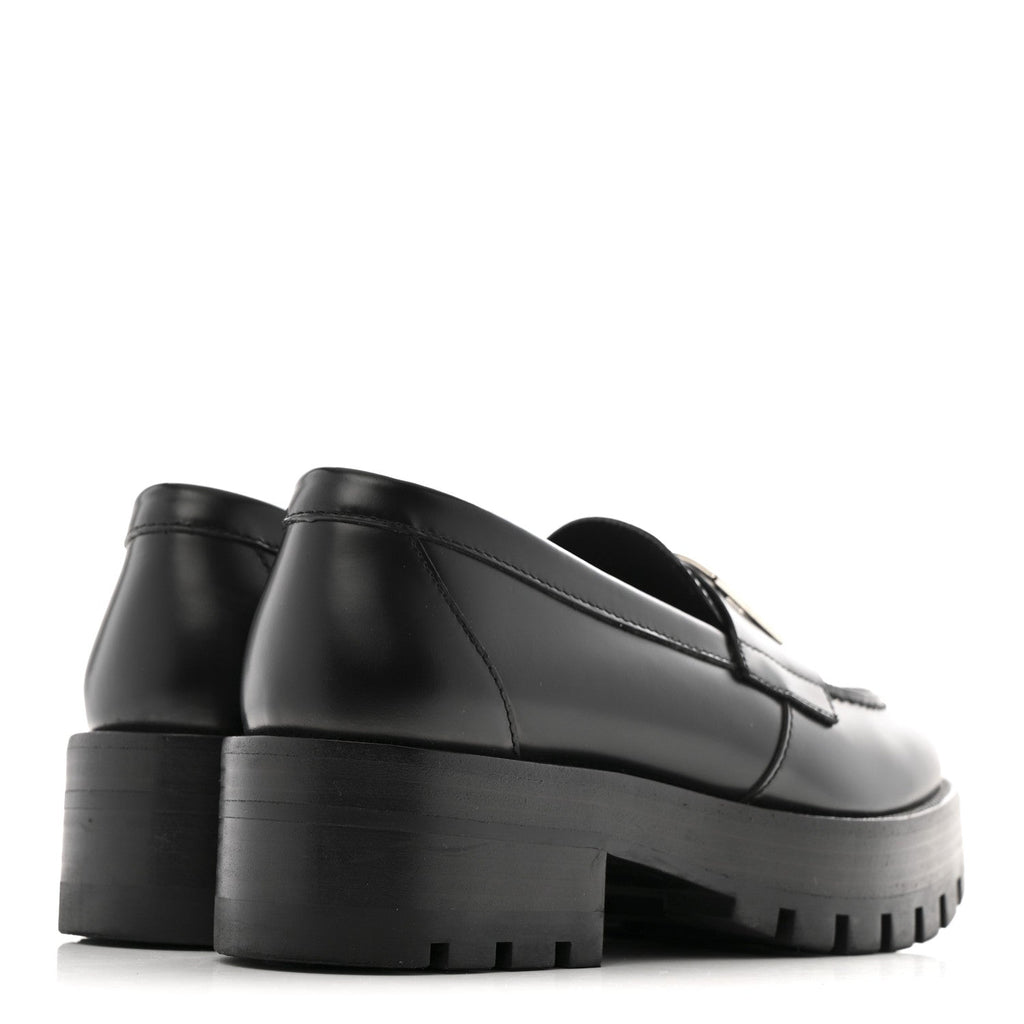 Calfskin Metal CC Loafers 35 Black