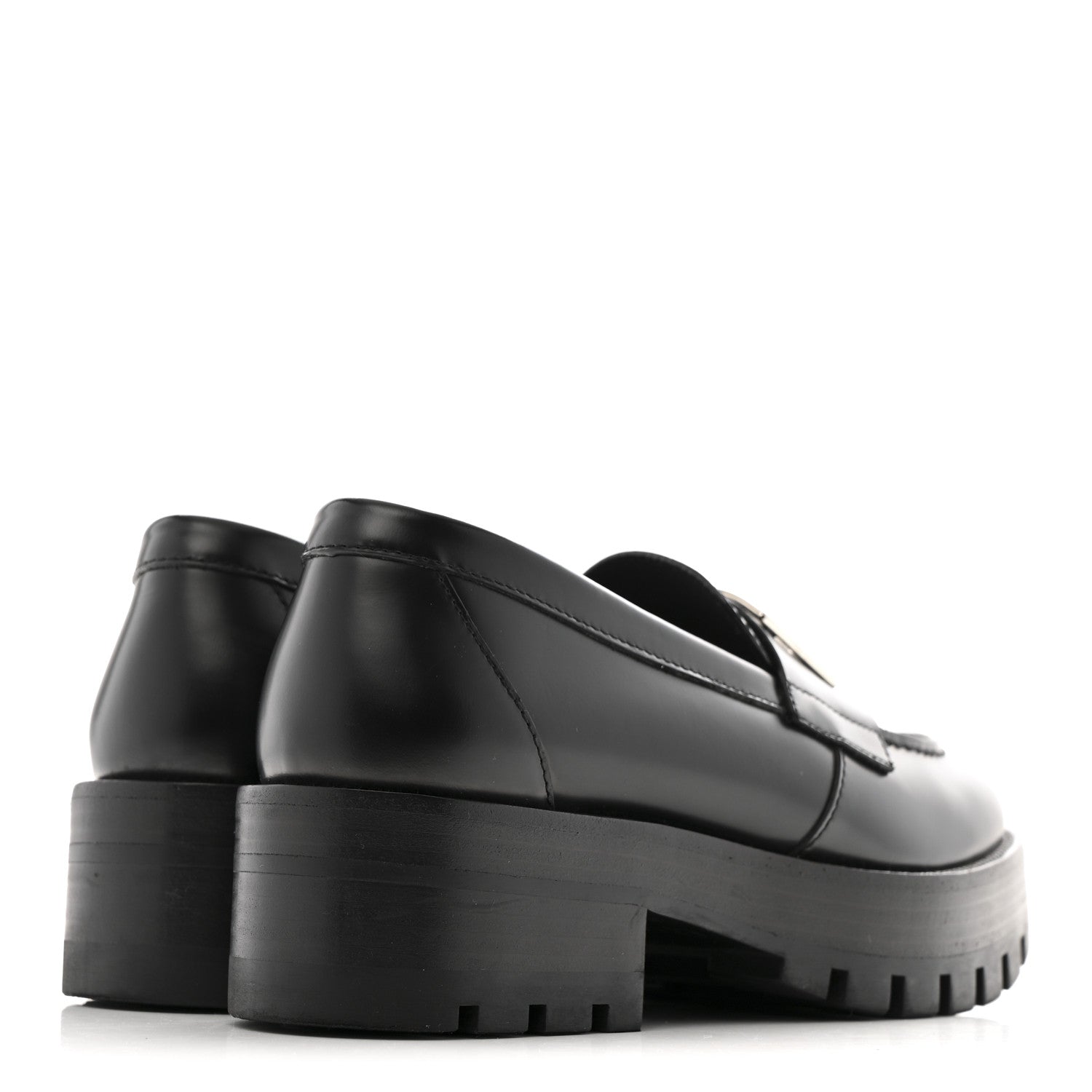 Calfskin Metal CC Loafers 35 Black
