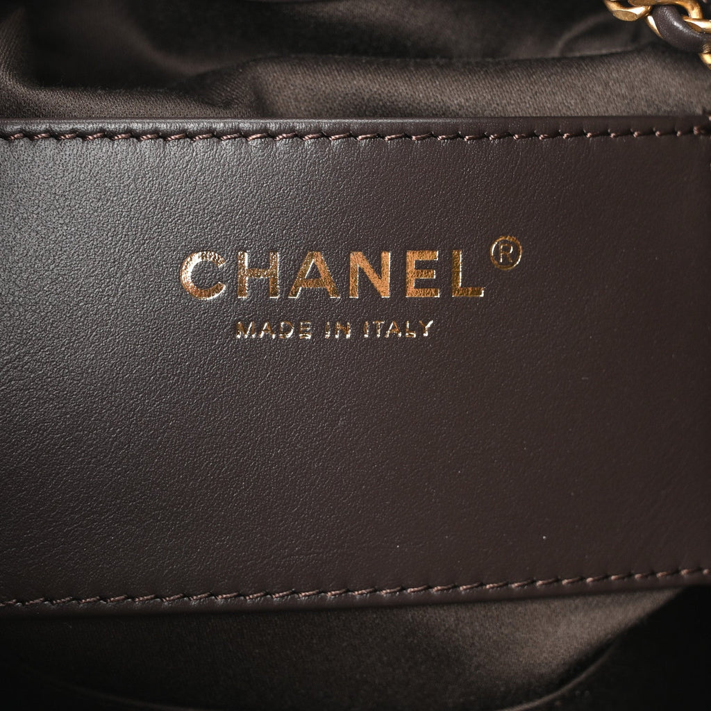 Chanel Suede Quilted Mini Chanel 25 Handbag Dark Brown