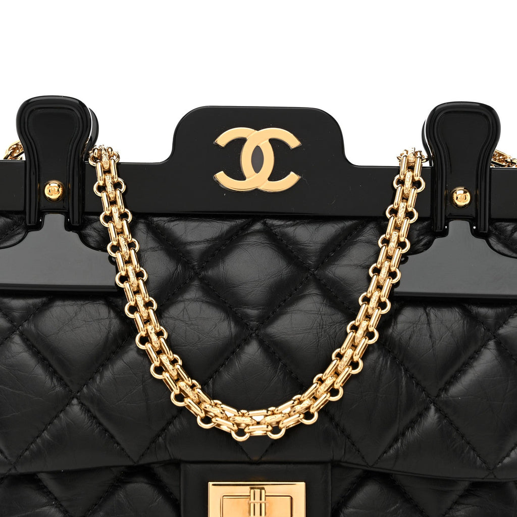 Chanel Aged Calfskin Quilted 2.55 Reissue Mini Hanger Flap Black