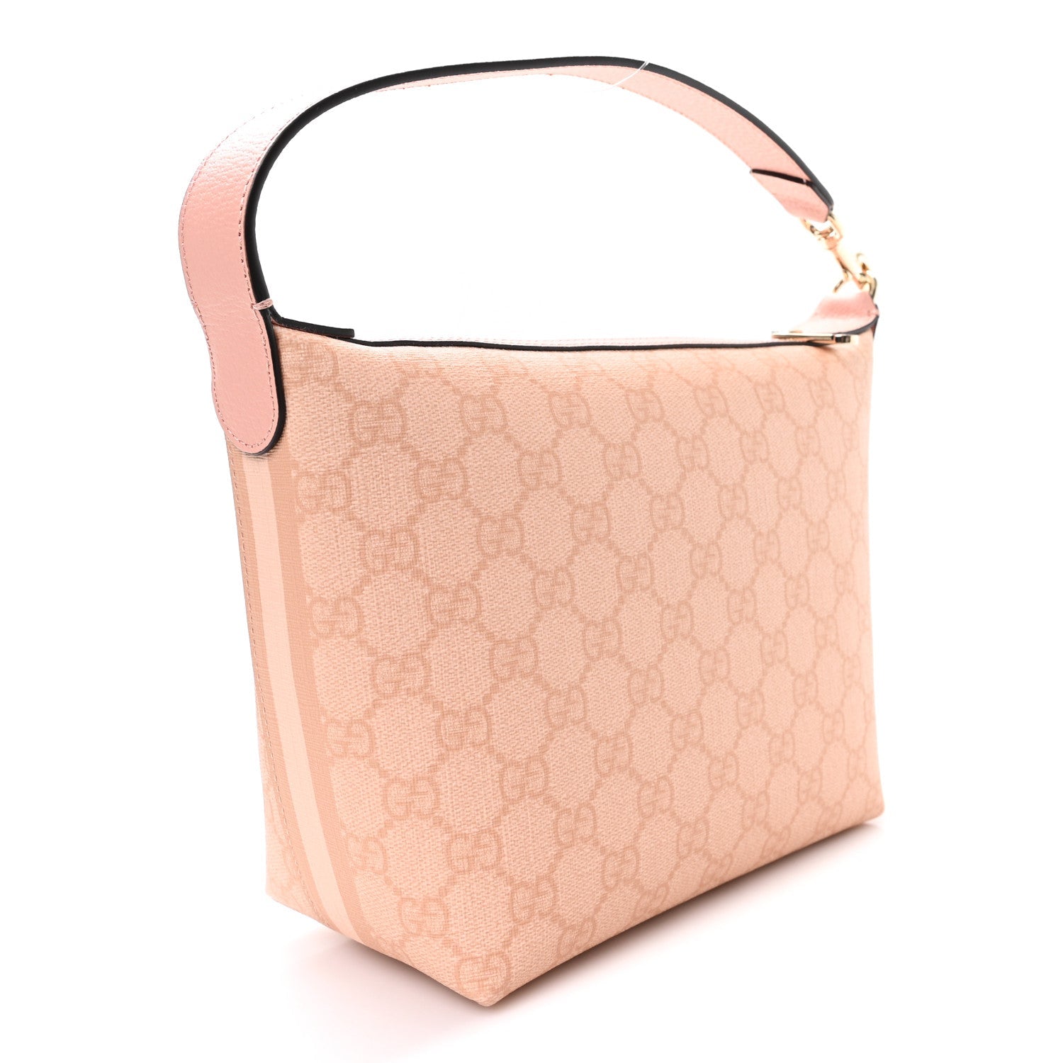 Gucci GG Supreme Monogram Textured Calfskin Web Super Mini Ophidia Shoulder Bag Pink