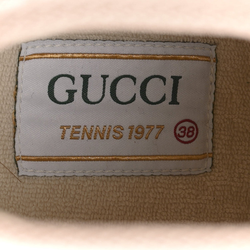 Gucci New Canvas GG Monogram Womens Tennis 1977 High Top 55mm Platform Sneakers 38 Skin Rose Dark Skin Rose
