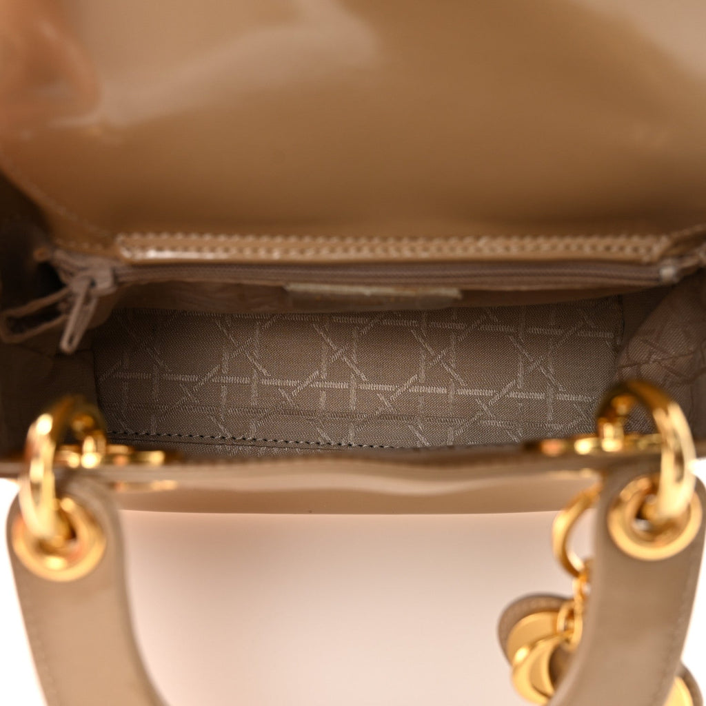 Christian Dior Patent Mini Lady Dior Beige