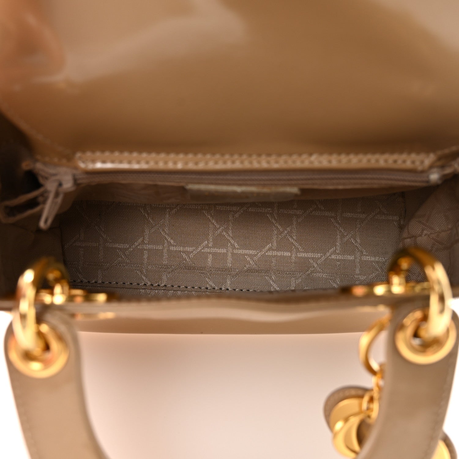 Christian Dior Patent Mini Lady Dior Beige