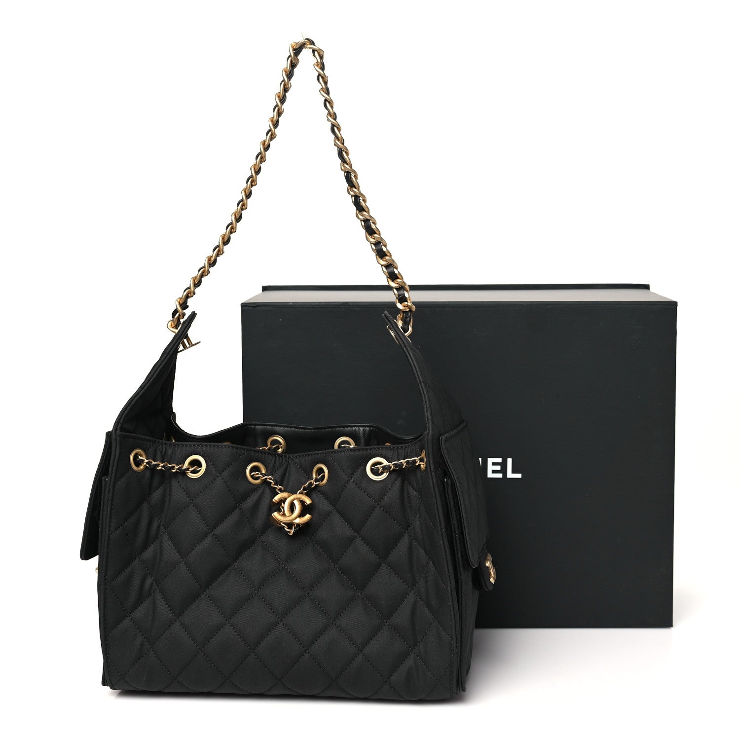 Chanel Canvas Quilted Small Chanel 25 Handbag Black