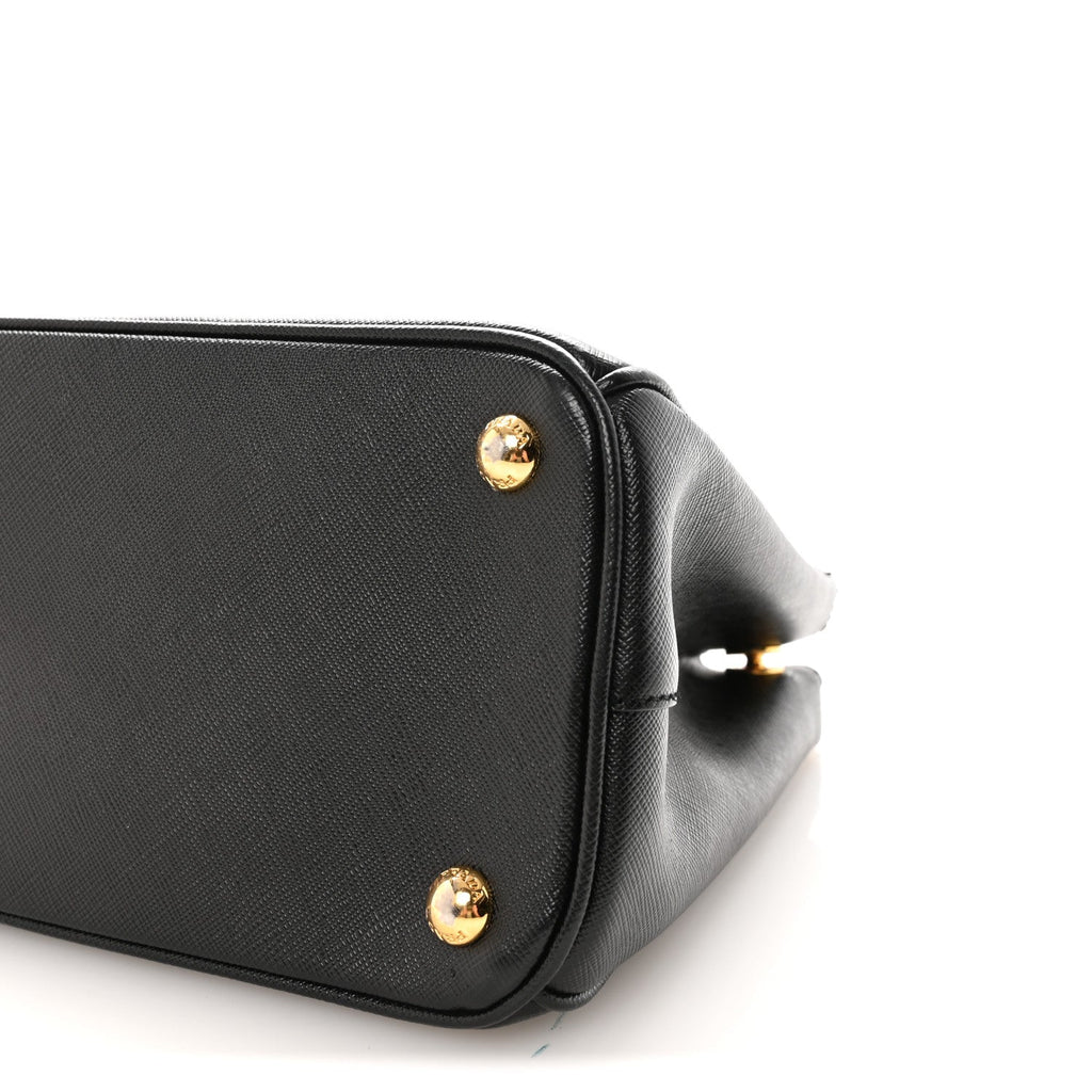 Prada Saffiano Small Galleria Double Zip Tote Black