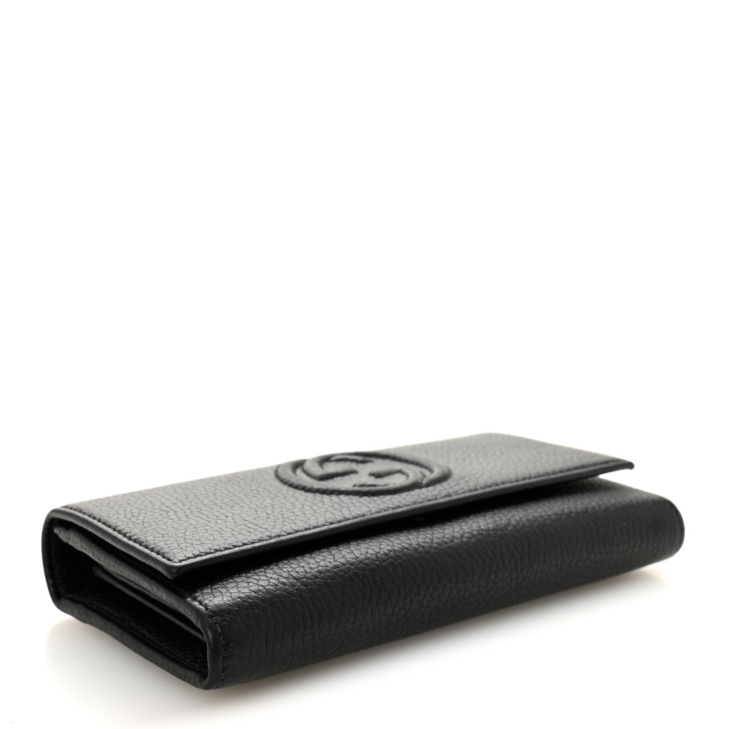 Gucci Pebbled Calfskin Large Soho Continental Wallet Black