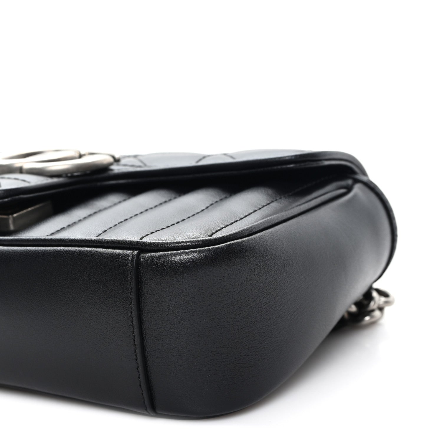 Gucci Calfskin Matelasse Aria Mini GG Marmont Shoulder Bag Black