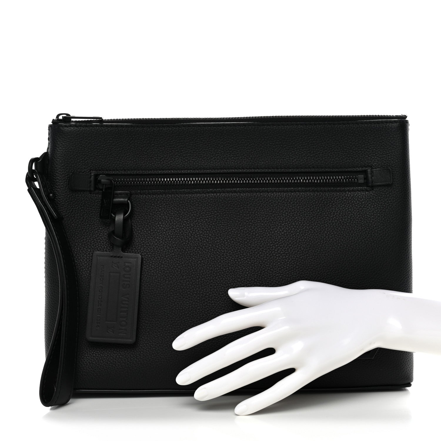 Louis Vuitton Grained Calfskin Aerogram Takeoff Pouch Black
