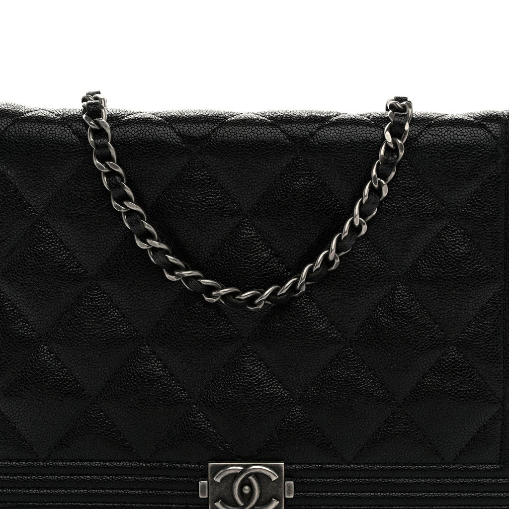 Chanel Caviar Quilted Boy Wallet On Chain WOC Black